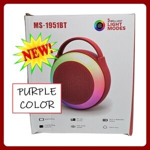 Mobile Multimedia Speaker MS-1951BT Wireless Bluetooth RGB‎ Purple Portable FM